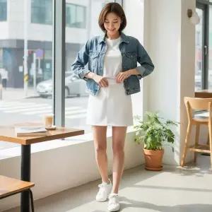 여자 데일리 하이웨이스트 고무줄 쁘띠 스커트