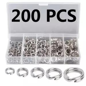 200pcs 낚시 스테인레스 스틸 분할 반지 5 고강도 대형 인장력 루프 미끼 커넥터