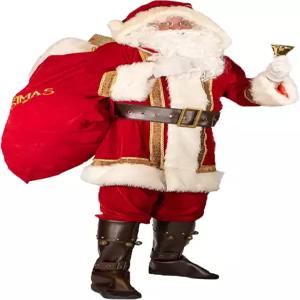 와타토 산타 슈트 성인 남성 산타클로스 의상 10Pc 디럭스 프로페셔널 벨벳 크리스마스 홀리데이 코스프레