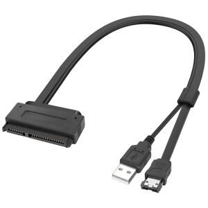 5인치 SATA HDD SSD BLU RAY DVD CD ROM RW 장치용 USB 전원 케이블이 있는 XMSJSIY 22PIN TO 하드 디스크 드라이브 데이터 전송 어댑터 케이블 45CM 17 7인치