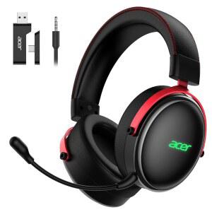 , PC, 스위치용 Acer 2.4GHz 무선 게이밍 헤드셋, 마이크, 스테레오 사운드, 40시간 이상 배터리, 50mm 드라이버용 트라이 모드 블루투스 헤드셋 - 블랙
