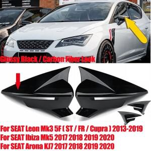 글로스 블랙탄소 섬유 윙 미러 커버 시트 레온 MK3 5F ST FR Cupra 2013- 케이스 용 캡