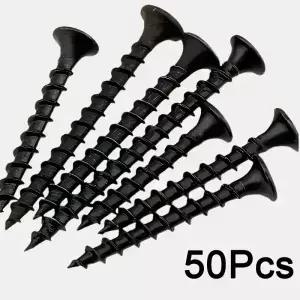 50pcs 검정색 고강도 M3.5 두꺼운 건식 벽 못 크로스 카운터 싱크 석고 보드 강철 목공 셀프 태핑 나사