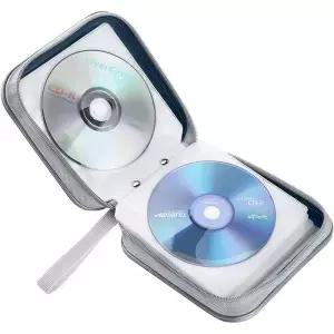 CD 케이스 40개 수납 하드 플라스틱 DVD 휴대용 지퍼 홀더 대용량 지갑 가방 차량용 가정용 여행용