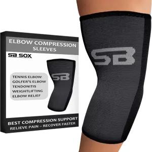 남녀용 SB SOX 팔꿈치 압박 슬리브 1쌍 - 역도 및 체육관을 위한 테니스 지지대 제자리에 고정되는 팔