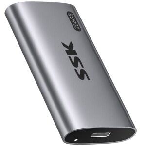 SSK 256GB SSD 외장 하드 드라이브, 휴대용 최대 550MB/s 고속 솔리드 스테이트 드라이브 USB 3.2 2세대 15 /Pro, Windows, Mac, Android LED 조명, 트림, 스마트 지원