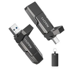 RAOYI 256GB USB C 외장 SSD, 2-in-1 솔리드 스테이트 드라이브 최대 450MB/s 듀얼 3.2 + Type-C 썸 휴대용 SSD 드라이브( 15/16/17, Android, 태블릿, PC 및 PS4용)