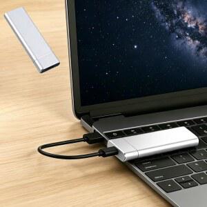 10TB 휴대용 외장 SSD, USB 3.1 /Type-C 고속 솔리드 스테이트 드라이브, 노트북, PC, Mac, Android, Silver를 위한 초슬림 및 경량 스토리지