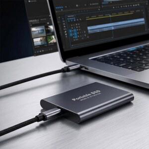 4TB 휴대용 SSD, USB-C 외장 솔리드 스테이트 드라이브, 노트북, PC, 스마트폰 및 게임 장치용 금속 모바일 스토리지, 고속 데이터 전송 블랙