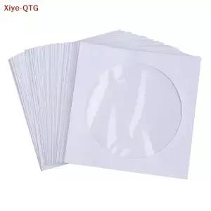 새로운 50PCS 12.5CM CD DVD 종이 슬리브 봉투 보관 투명 창 케이스 플랩 흰색 접힌 가방