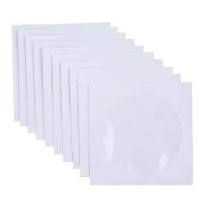 봉투 보관 투명 창 케이스 플랩 흰색 접이식 종이 가방 CD DVD 슬리브 10 개 50 12.5cm