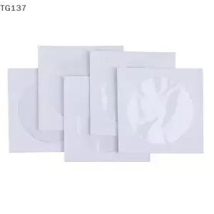 50개입 화이트 CD DVD 접이식 종이 가방 슬리브 봉투 보관용 투명 창 케이스 플랩 12.5CM