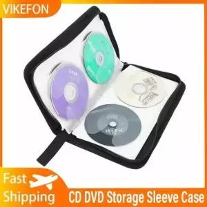 휴대용 지퍼 CD DVD 보관 슬리브 케이스 지갑형 앨범 홀더 80개 수납 가능 파우치 가방 양면