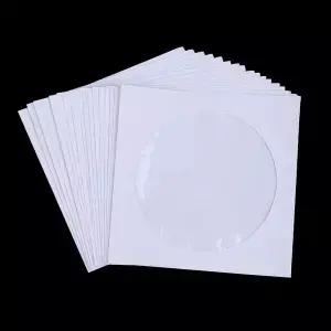 봉투 보관 투명 창 케이스 플랩 흰색 접이식 종이 가방 CD DVD 12.5cm 슬리브 10 개 50