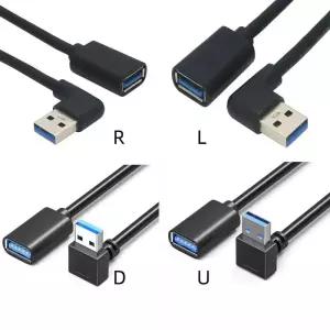 ㄱ자랜선 인터넷 케이블 90도 위 굽힘 USB 30 남성-여성 연장 케이블노트북용 네트워크 카드 U 디스크 연결