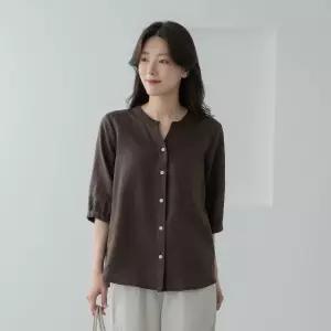 엄마옷 마담4060 내추럴코튼헨리넥셔츠 -QBL2605065-