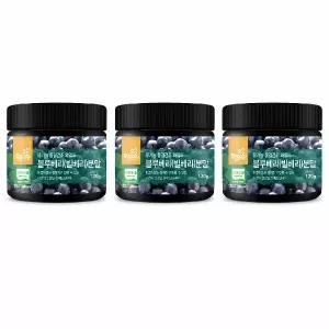[토종마을] 유기농 동결건조 와일드 블루베리(빌베리)분말 120g x 3통 방송형 구성