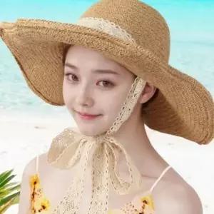 여성 밀짚 비치 가든 모자 햇살 차단