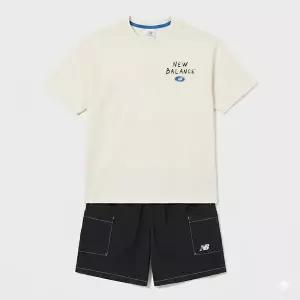[뉴발란스]뉴발란스키즈 일러스트 반팔 세트 NK9YGB215U-64 트레이닝 스포츠