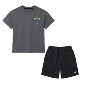 [뉴발란스]뉴발란스키즈 일러스트 포인트 반팔 세트 NK9YGB210U-60 트레이닝 스포츠