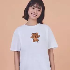 키밍 귀여운 곰돌이 그래픽 캐쥬얼 반팔티 레이어드