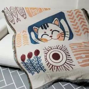 두꺼운담요 캠핑 차박 러그 담요 130x180 웃는고양이 캠핑러그