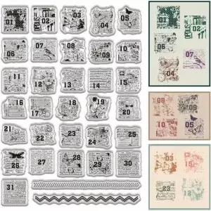 달력 클리어 스탬프 주 월 단어 번호 Scrapbooking 사진 앨범 장식을위한 재사용 가능한 레트로 투명