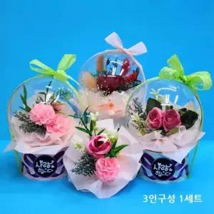 크리스탈볼 꽃바구니 만들기 3세트 카네이션 장미 선물