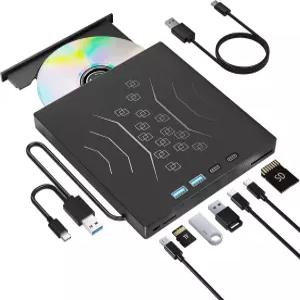 7 in 1 외장 DVD 드라이브 노트북 USB 3.0 및 Type-C용 CD/DVD 휴대용 RW 데스크탑 PC Windows 10/11 XP