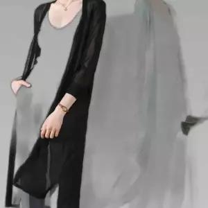 여자 간절기 얇은 시스루 로브 스타일 롱 가디건