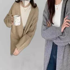 여성 롱 니트 가디건 코트 루즈핏 로브 겨울 아우터