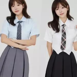 슬림 브이컷 반팔 셔츠 블라우스(2color) 교복 학생복