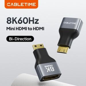 CABLETIME 미니 소형 HDMI 어댑터 미니 소형/마이크로 8K 60Hz 라스베리 파이 ZeroW 캠코더 노트북