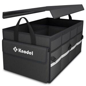 뚜껑이 있는 K KNODEL 자동차 트렁크 정리함, 접이식 자동차 트렁크 정리함, SUV, 트럭, 세단(중형, 검은색)용 자동차 정리함 및 보관함