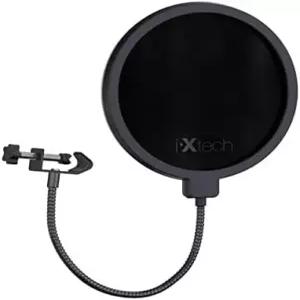 IXTECH 블루 예티 마이크 팝 필터용 듀얼 레이어 사운드 쉴드 가드 윈드스크린과 유연한 360도 구스넥 클립