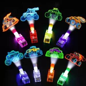 24PCS 몬스터 트럭 파티 LED 핑거 라이트 8가지 디자인 스테디온 업 플래시라이트 가방용 구디백 스터퍼