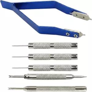 6 PCS 시계 스프링 바 도구 여러 개의 펀치 핀과 포함된 전문 밴드 키트 수리 및 팔찌 조정을 위한 세트