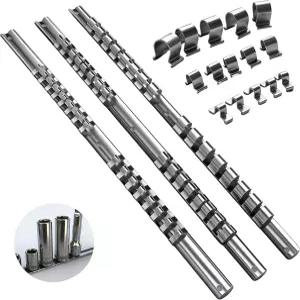 소켓 정리함 세트 SEDY 3피스 금속 홀더/소켓 슬라이딩 레일 1/4인치 3/8인치 1/2인치