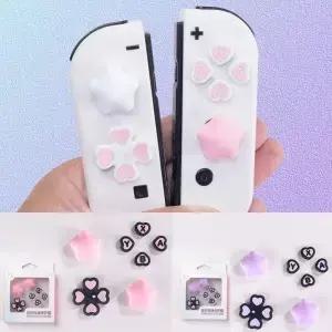 핑크 퍼플 러브 실리콘 소프트 D 패드 크로스 버튼 ABXY 키 스티커 스킨 케이스 스위치 Oled Joycon 스틱