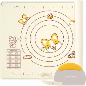 우로코메 실리콘 베이킹 매트 시트 및 페이스트리 반죽 커터 0.5인치 두께 20인치 X 16인치 BPA 프리 롤링