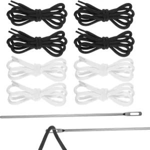 8 PCS 스웨트 팬츠 스트링 교체 키트 도구 바지 허리용 드로스트링 스웨터 재킷 코트 후드티용 블랙 화이트