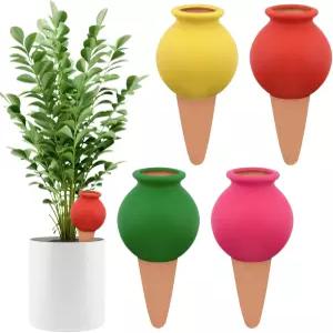 4Pc 식물 워터링 글로브 칼라리 고슴도치 모양의 셀프 스파이크 테라코타 드립 스테이크 관개용 전구 냄비