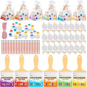 24세트 연말 선물 용 대량 수채화 물감 미니 이젤 캔버스 및 카드 졸업 유치원 유치원생 교실 파티용 랩백