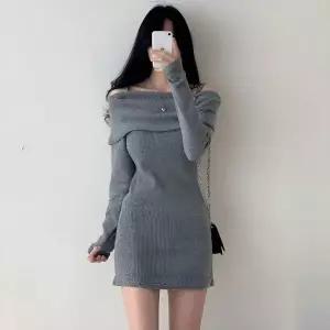 [하프클럽/]페미닌룩 페미닌 오프숄더 슬림핏 골지 원피스