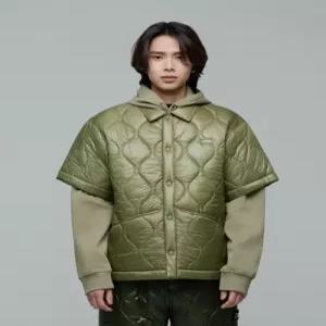 내셔널지오그래픽 N244MPD060 NRN 경량 퀼팅 반팔 셔켓 KHAKI 경량패딩 덕다운점