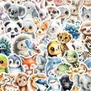 10/30/50pcs 귀여운 책 그림 동물 스티커 미적 DIY 수하물 스케이트 보드 Watercolo 낙서