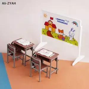 A11 세트 교실 장식 112 인형의 집 책상 의자 칠판 책 책가방 모델 액세서리