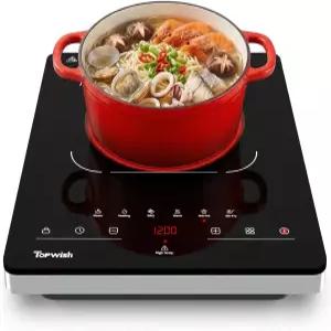 TOPWISH 싱글 버너 전기 스토브 110V-120V 휴대용 쿡탑 조리대용 상단 핫 플레이트 세라믹 터치 컨트롤 10