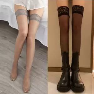 여성 컬러 실리콘 레이스 시스루 밴드 스타킹 1P 흘러내림 방지 치마 이너