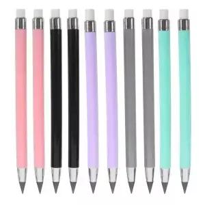 10 Pcs Inkless 연필 영원한 비 샤프닝 잉 스케치 지우개 재사용 가능한 십대 아트 학생 교사 나무 리드